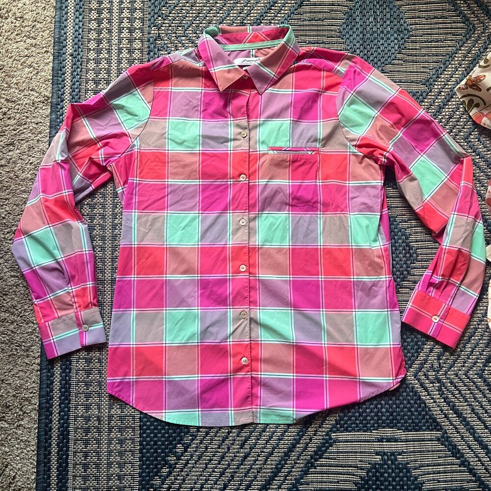 UPF 50+ Foxcroft plaid button down preppy granola gorpcore dopamine dressing 10